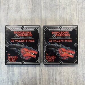 2 Dungeons & Dragons Valentines Day Cards 32 Count with Heart Seals D&D